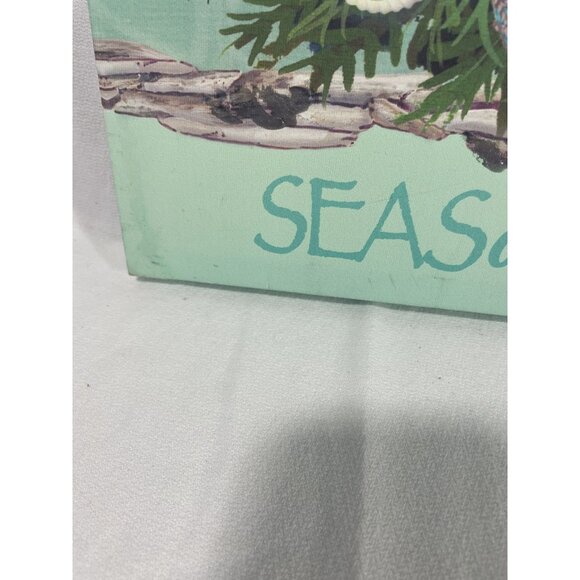 Coastal Christmas Wall Art "Seas and Greetings" Beach Tree Sign 18x12 Picture - Picture 4 of 9